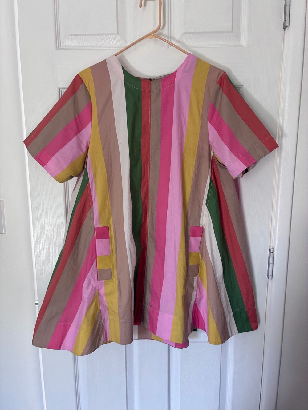 Anthropologie Maeve Pink and Green Striped Swing Top